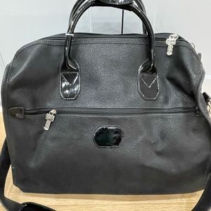 Jack Georges Black Leather Weekend Travel Bag